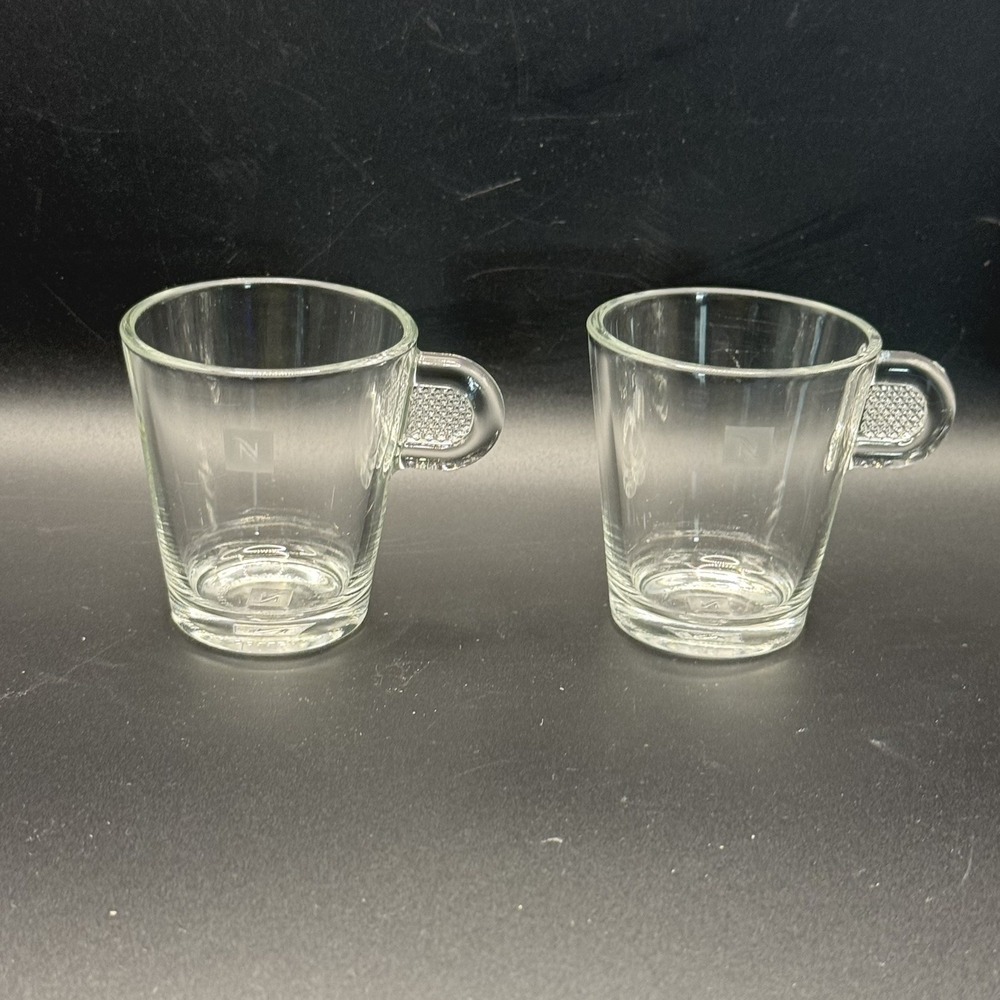 Nespresso Glass Collection Clear Demitasse Espresso Coffee Mug Cup Set of 2